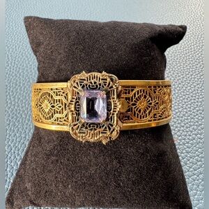J.J. White 1930’s Gold-Toned Filigree Cuff Bracelet ::SIGNED w/patent number::